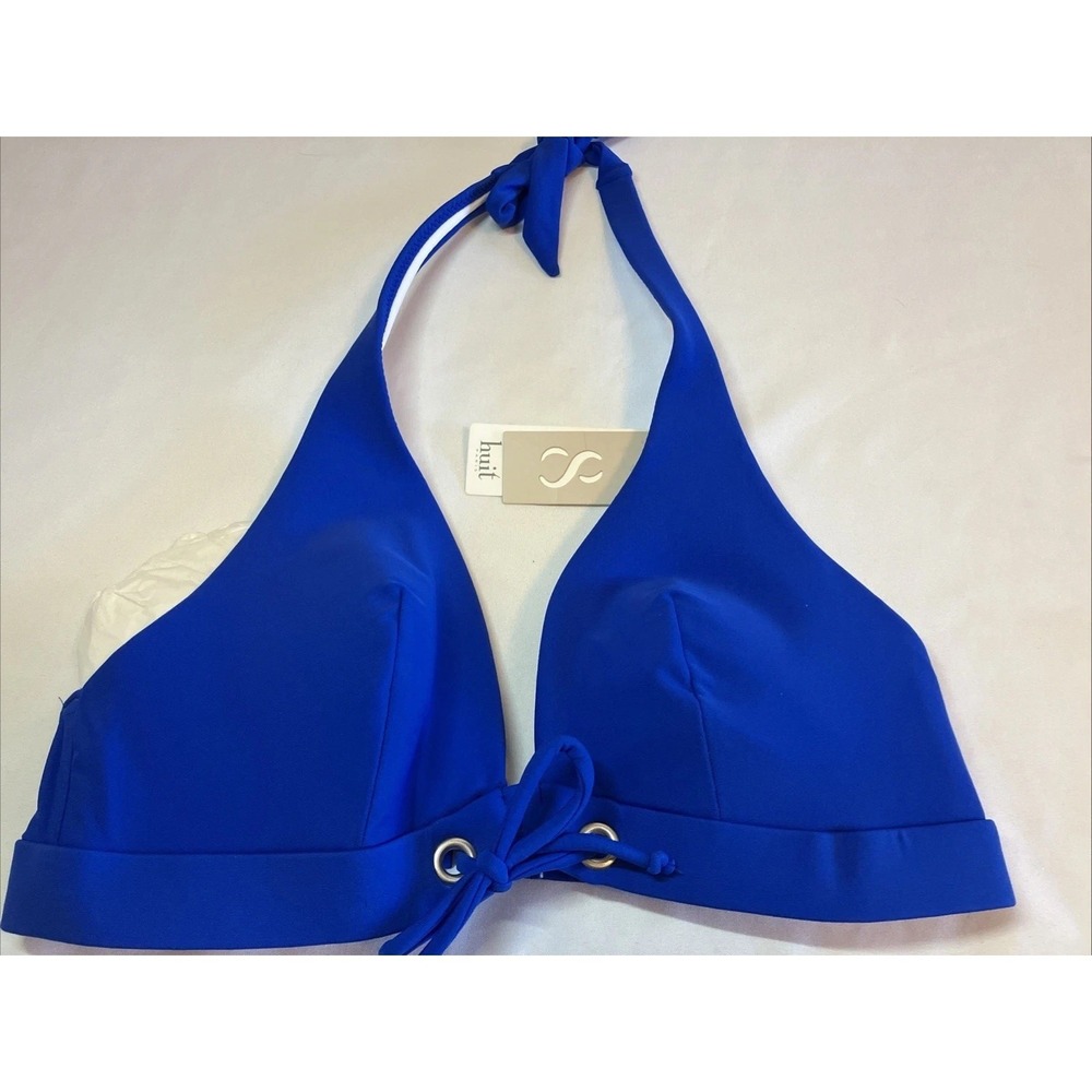 Huit 8 Paris Bikini Top Women 34B Blue NWT Halter Tie C976